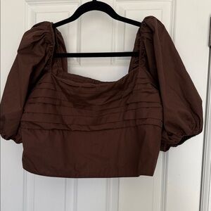 Abercrombie & Fitch Emerson Square Neck Puff Sleeve Crop Top